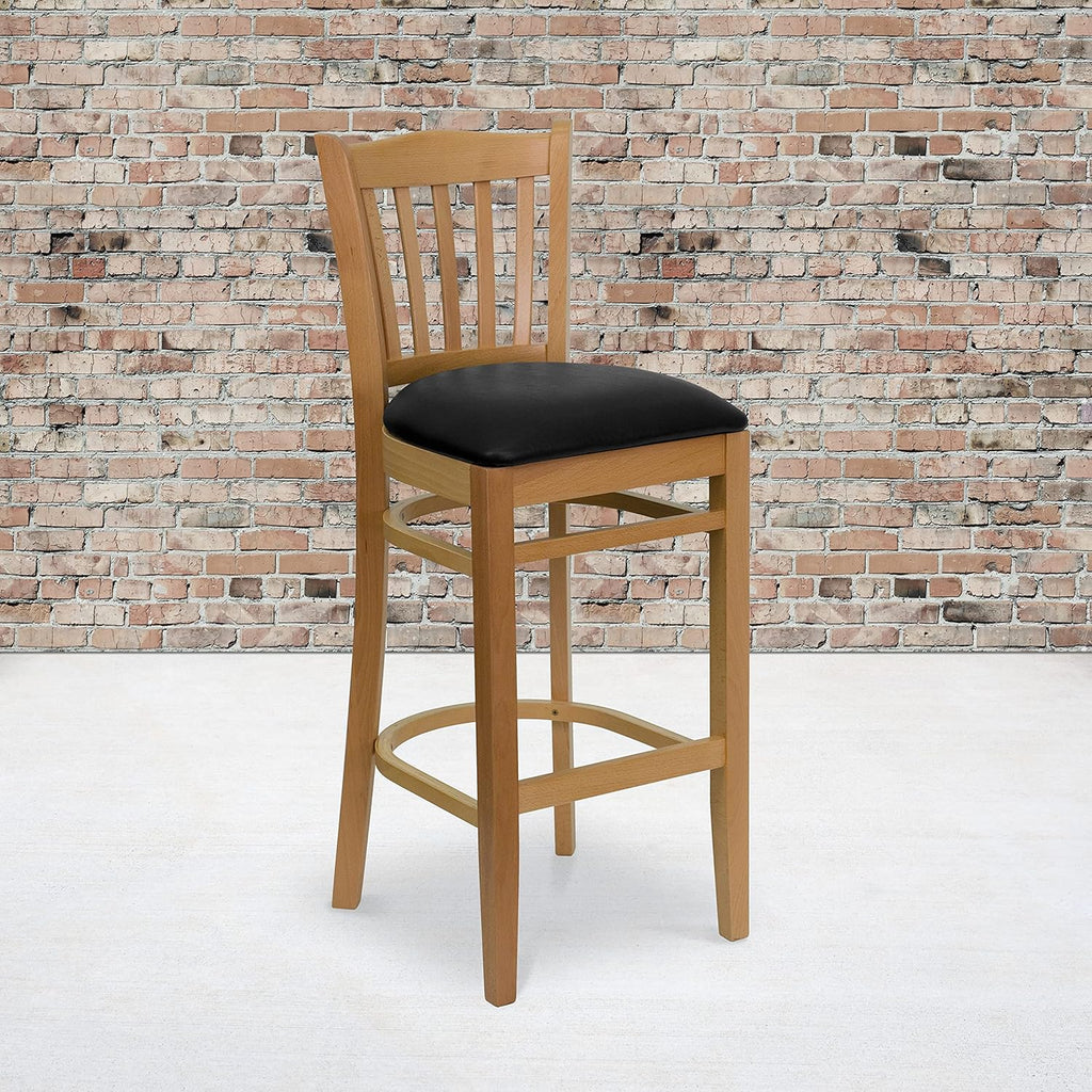 Black Vinyl Vertical Slat Back Barstool F982174