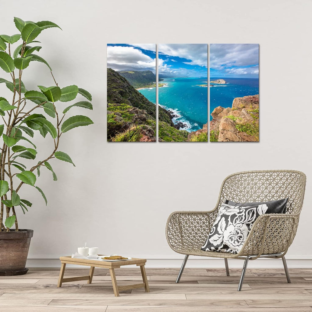 3 Pieces Blue Ocean Landscape Canvas Prints Wall Art A635377