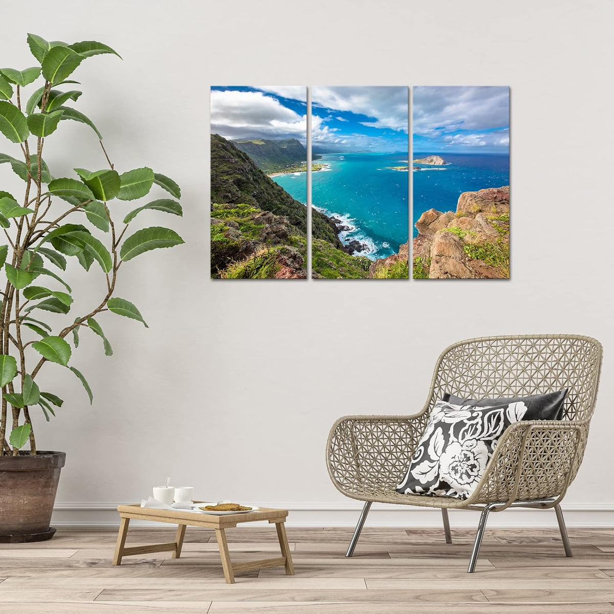 3 Pieces Blue Ocean Landscape Canvas Prints Wall Art A635377