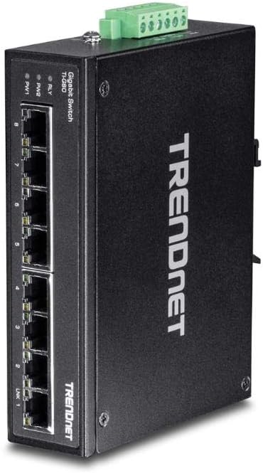 5-Port Hardened Industrial Gigabit DIN-Rail Switch, 10 Gbps Switching Capacity, IP30 Rated Network Switch, Black, 60 W Single Output Industrial DIN-Rail Power Supply P630659
