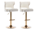 Beige Velvet Adjustable Height Swivel Bar Stool Set of 2 K5936