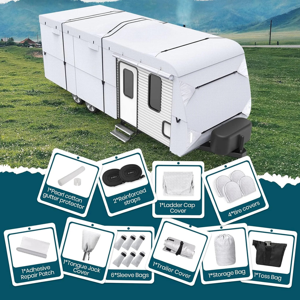 210D Ripstop Diamond Travel Trailer Cover with 4 Tire Covers P28972