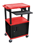 Red 42x22 3 Shelf Cart with Black Pullout Shelf Cabinet Legs Electric E2377