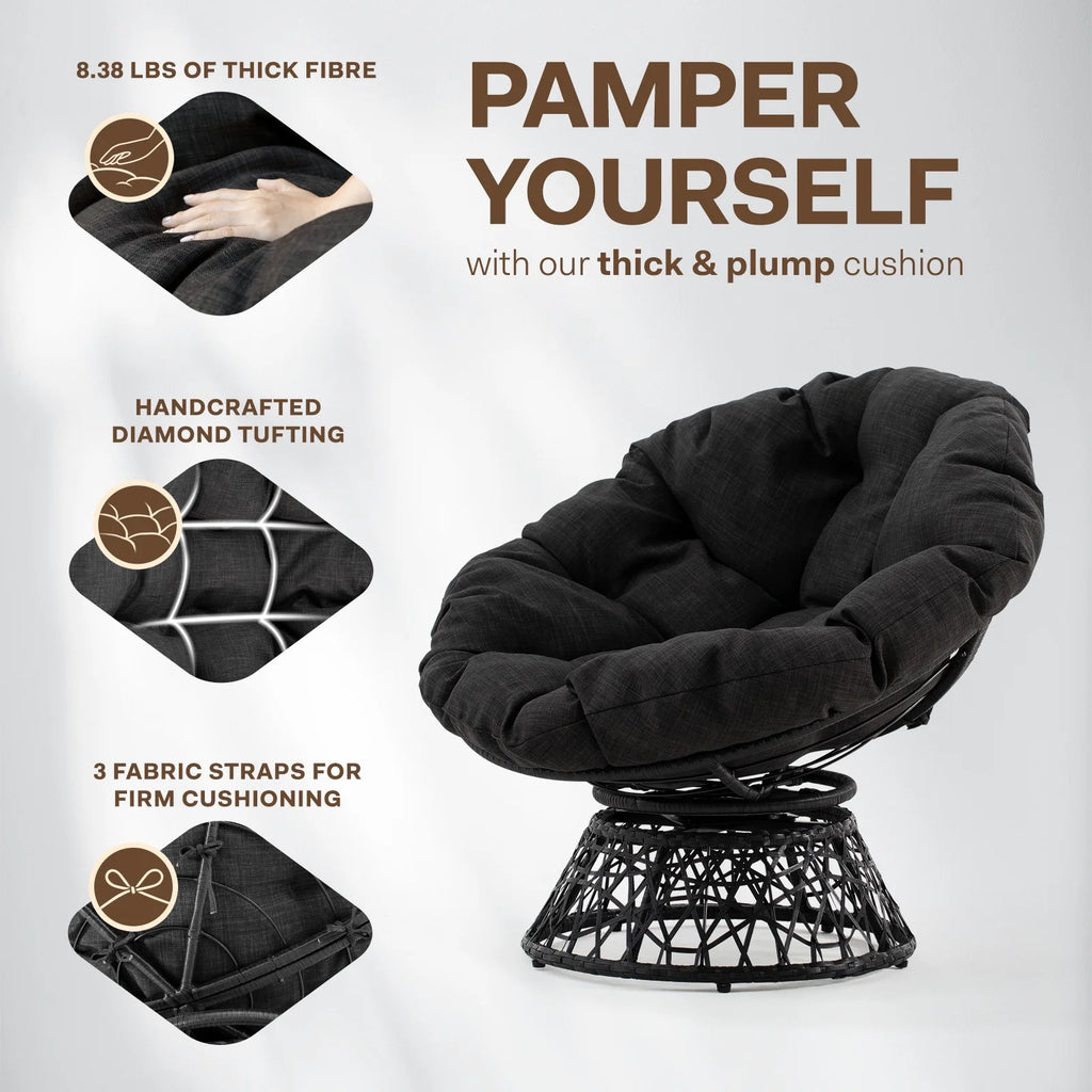 Black Papasan Chair with Steel Frame W774294