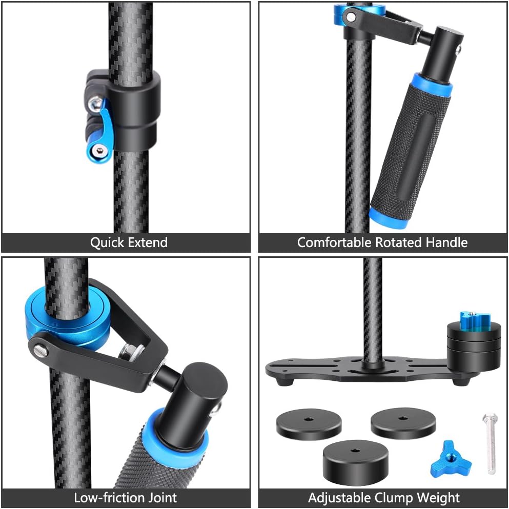 Carbon Fiber Handheld Stabilizer with Quick Release Plate, Pack of 2 H4958