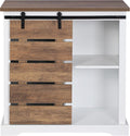Farmhouse Sliding Slat Door Storage Console with Barn Door S911311
