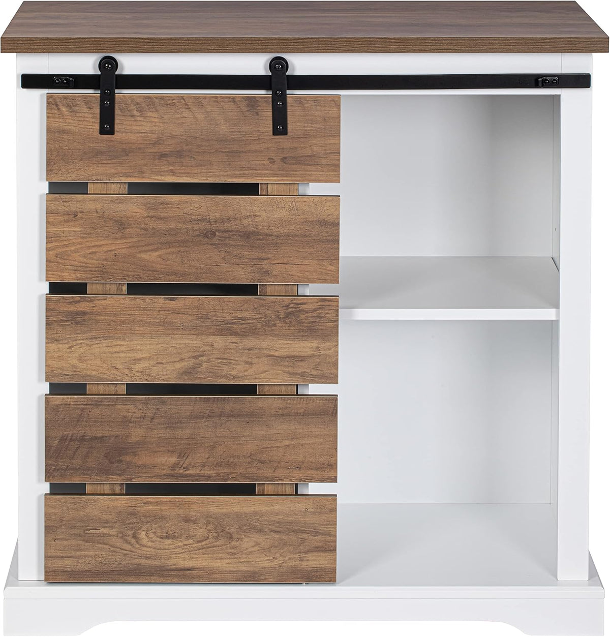 Farmhouse Sliding Slat Door Storage Console with Barn Door S911311