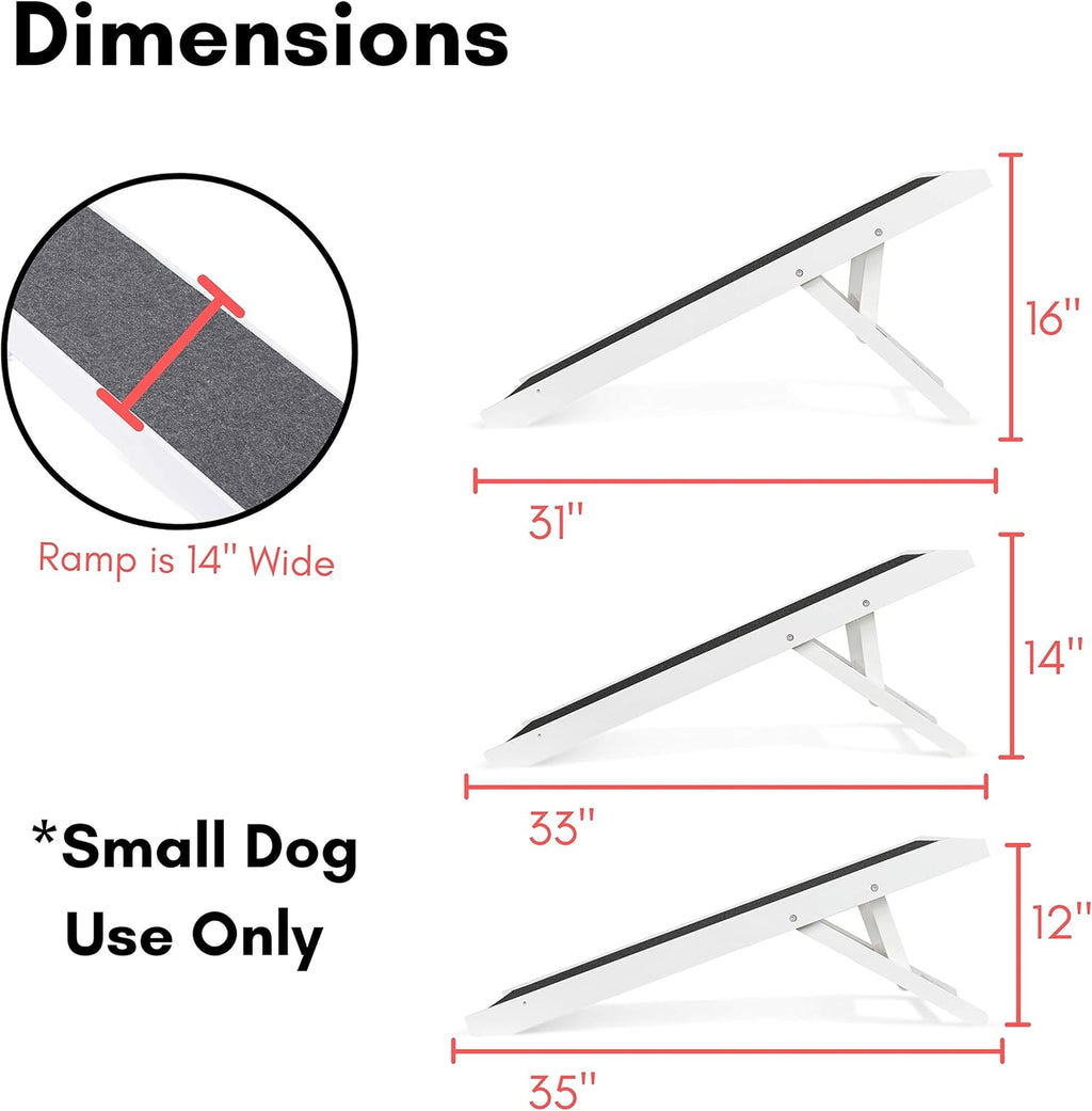 White Wooden Folding Dog Ramp for Small Dogs or Cats, Pack of 2 L8414