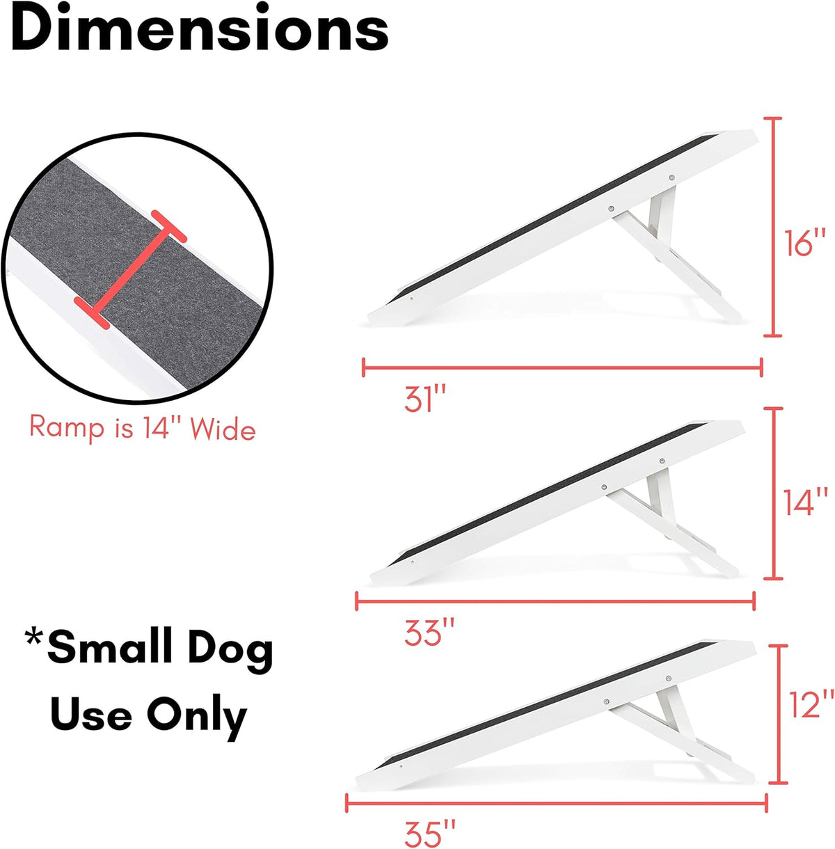 White Wooden Folding Dog Ramp for Small Dogs or Cats, Pack of 2 L8414