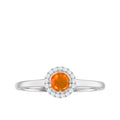 1/4 CT Round Fire Opal Ring with Diamond Halo, 925 Sterling Silver Y359834
