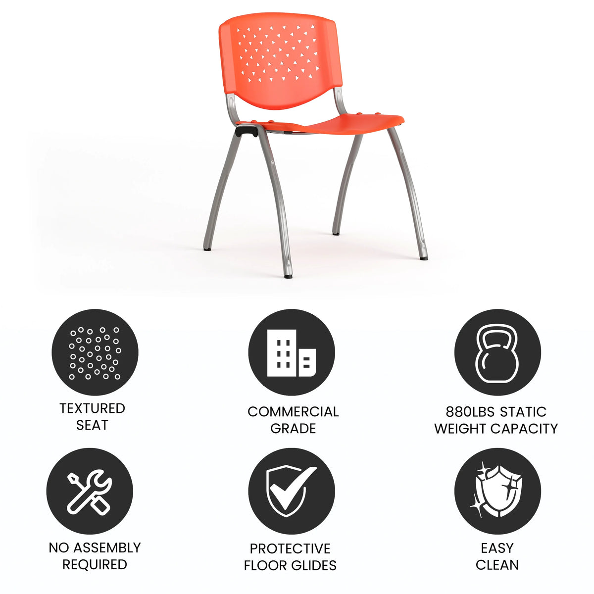 Orange Plastic Stack Chair with Perforated Back X6121
