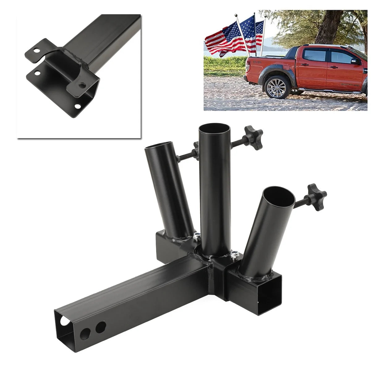 Heavy Duty 3 Flag Pole Holder Hitch Mount T65996