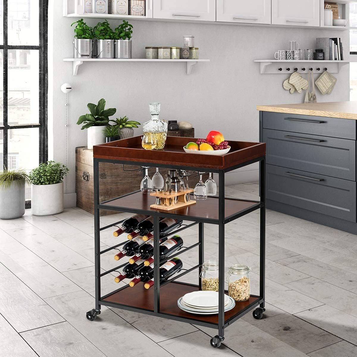 Rustic Brown Kitchen Island Cart C865591