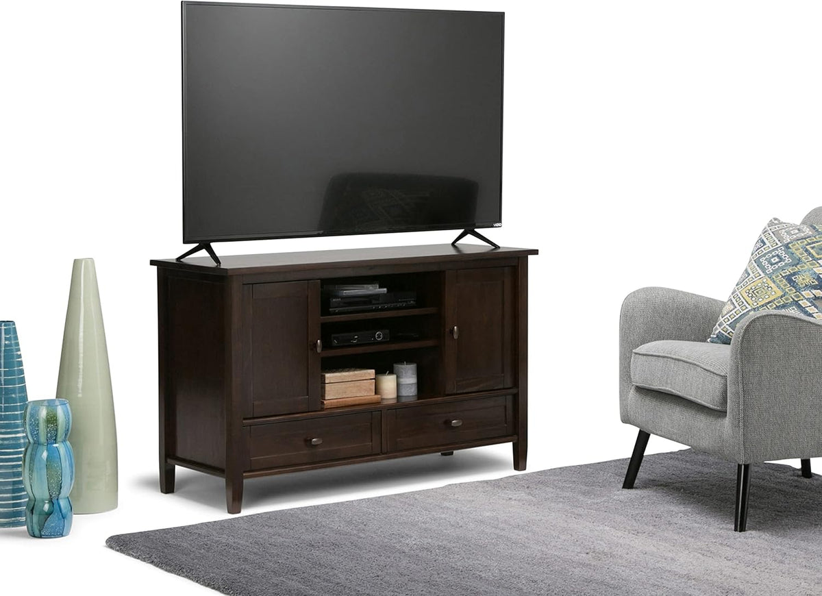 Black Solid Wood TV Media Stand with Storage Cabinet P1041