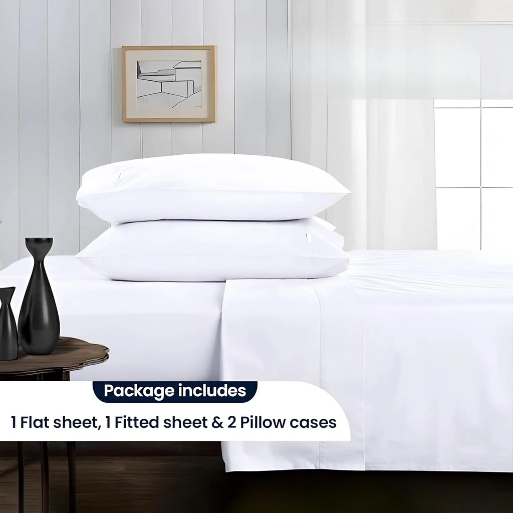 White 4-Piece Queen Egyptian Cotton Sheet Set G243738