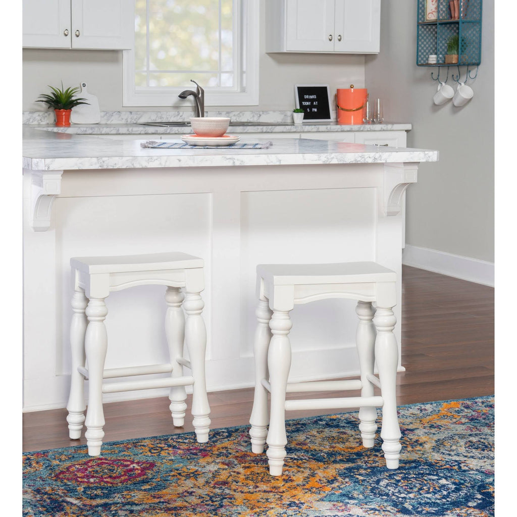 Set of 2 White Counter Height Barstools P3459