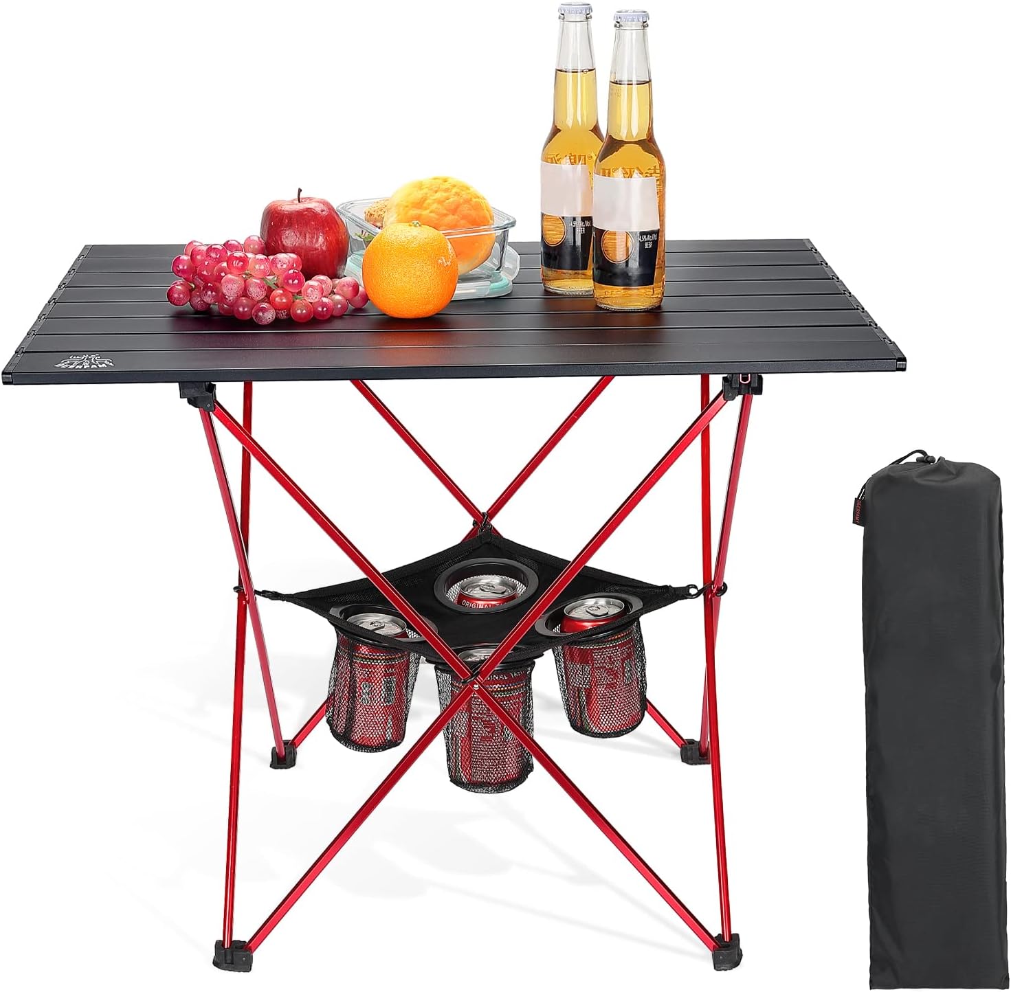 Black Ultralight Aluminum Folding Camping Table with Carrying Bag S4115