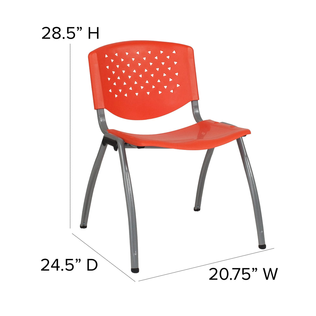 Orange Plastic Stack Chair with Perforated Back X6121