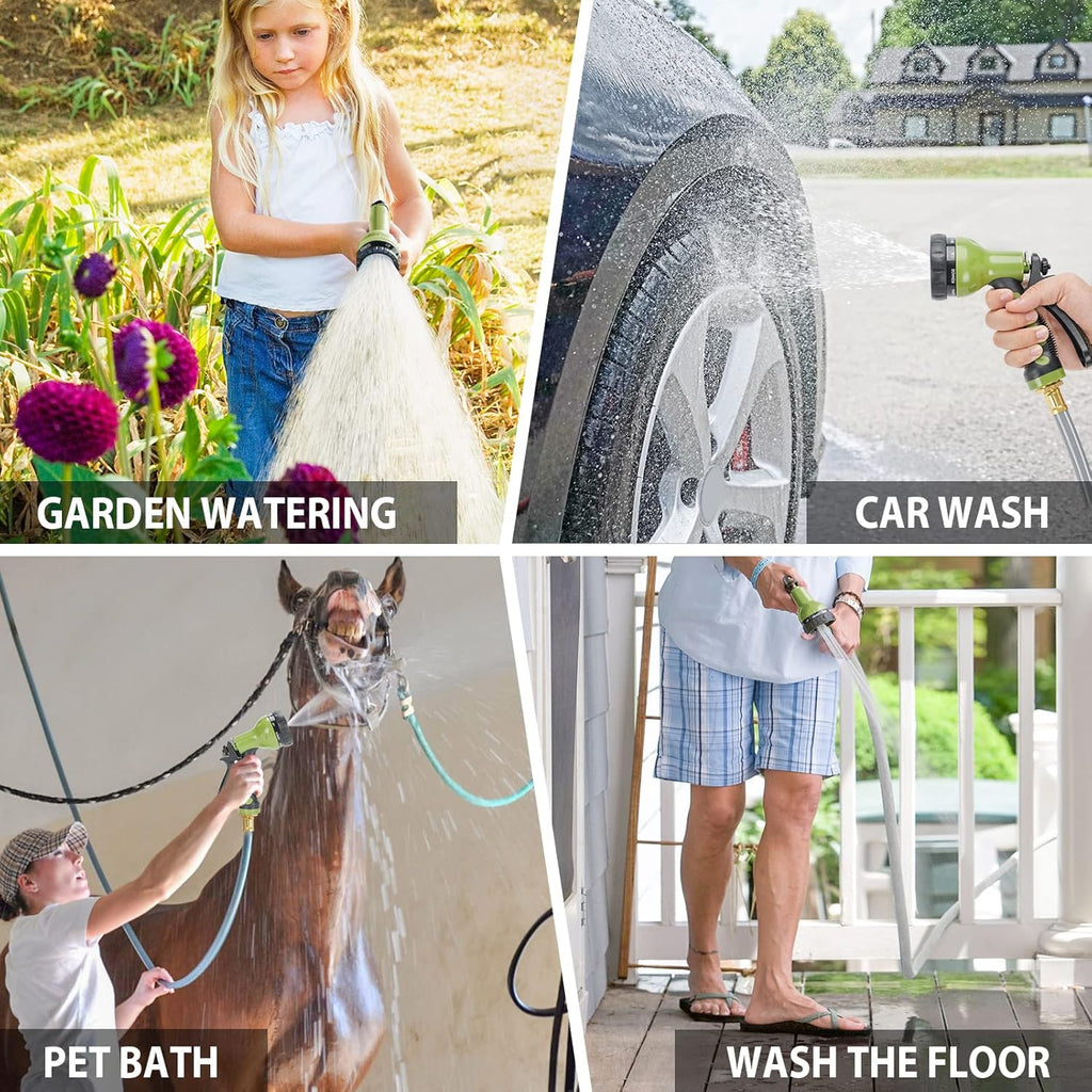 Retractable Wall Mount Garden Hose Reel with 9 Patterns Hose Nozzle Y31393