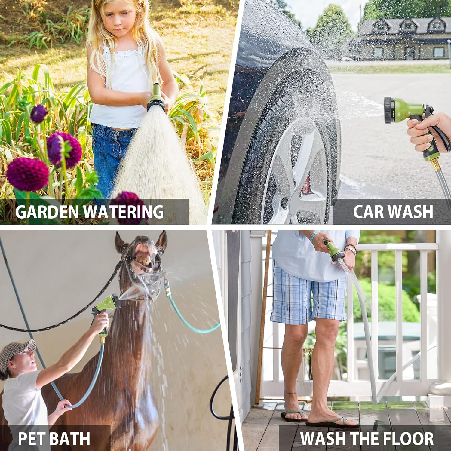 Retractable Wall Mount Garden Hose Reel with 9 Patterns Hose Nozzle Y31393