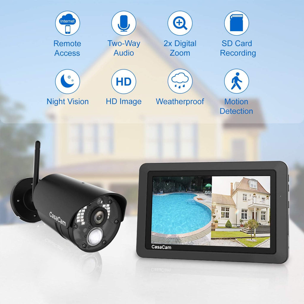 Wireless Security Camera System with 7 Touchscreen and HD Nightvision Cameras, AC Powered (2-cam kit) Z922