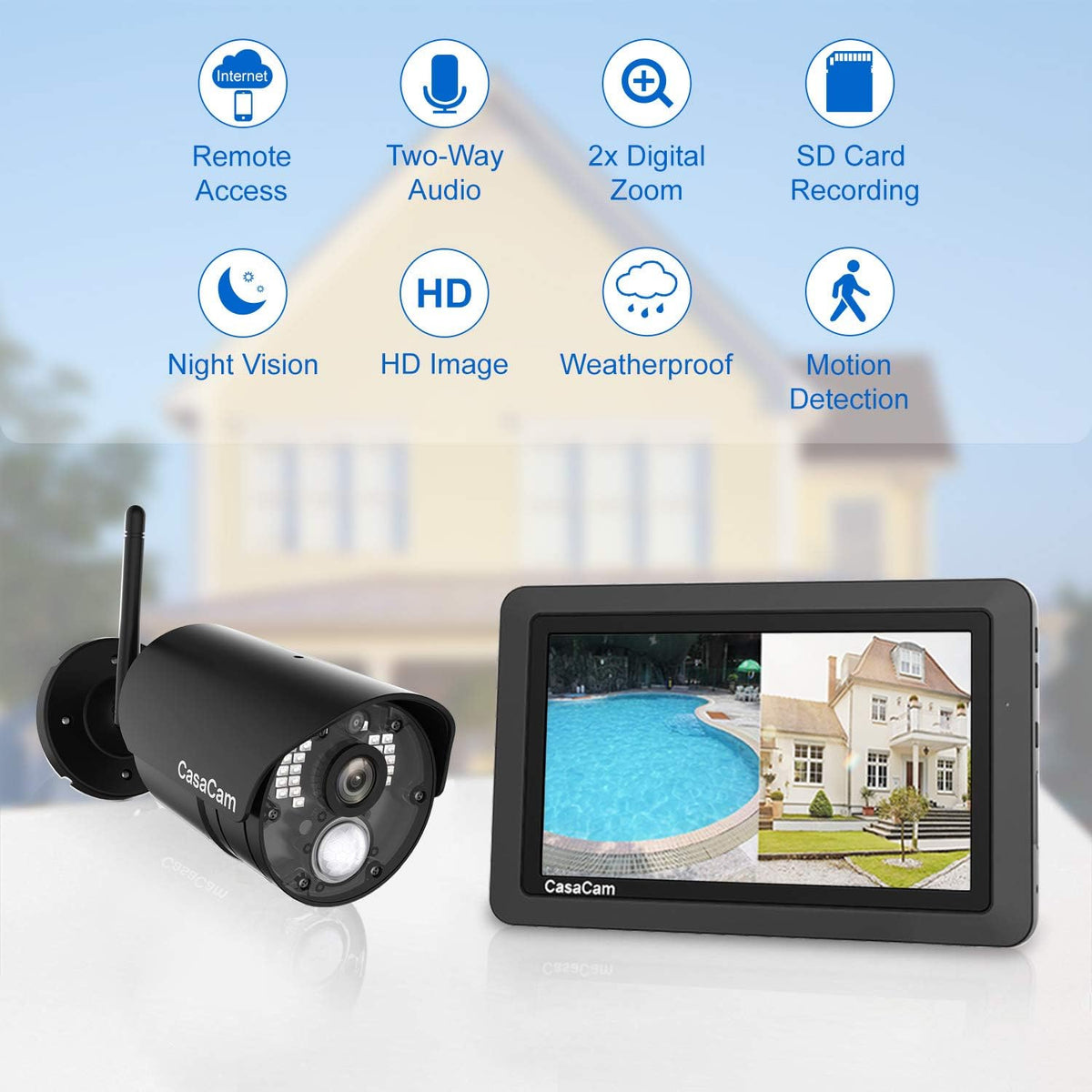 Wireless Security Camera System with 7 Touchscreen and HD Nightvision Cameras, AC Powered (2-cam kit) Z922