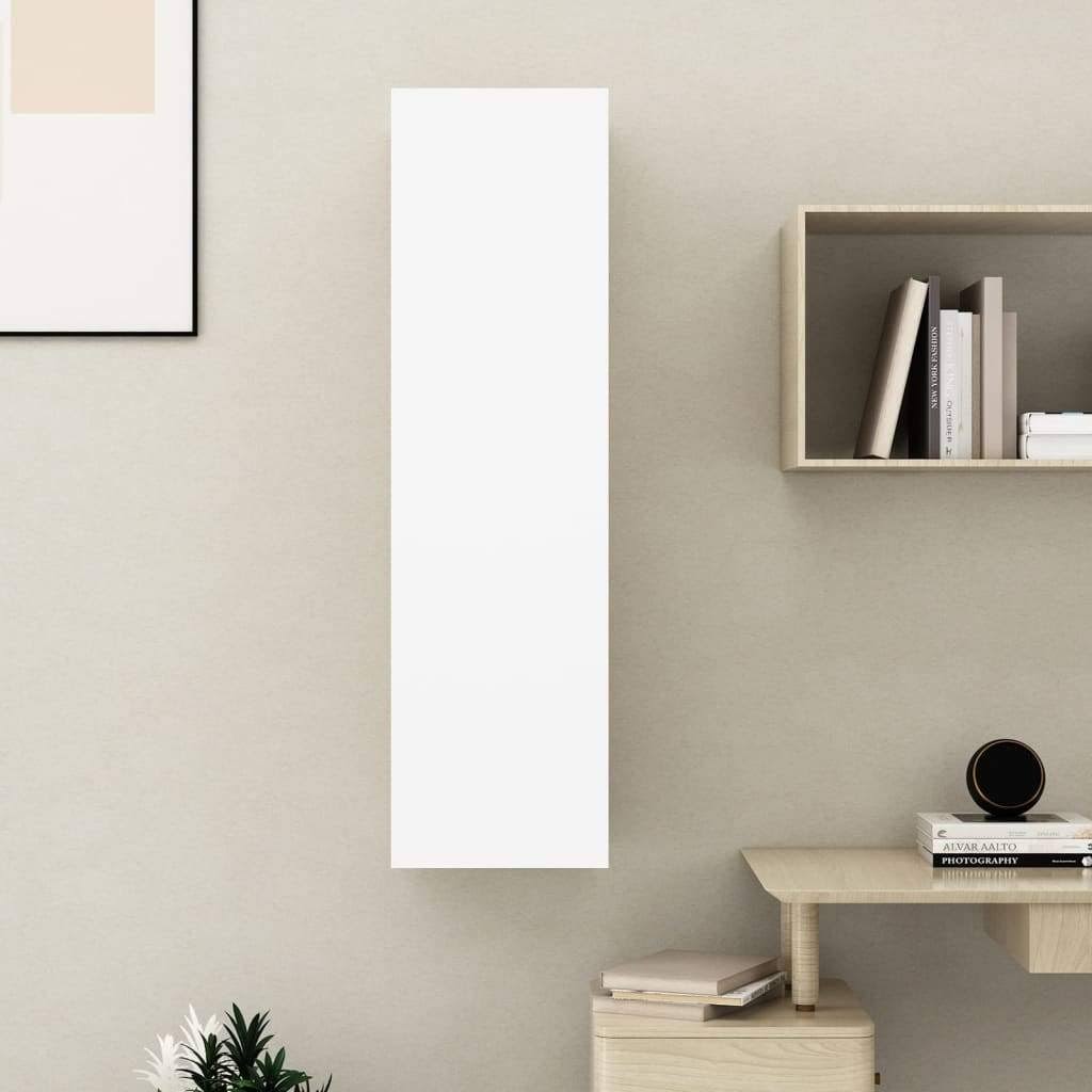 White and Sonoma Oak TV Cabinet Chipboard D715950