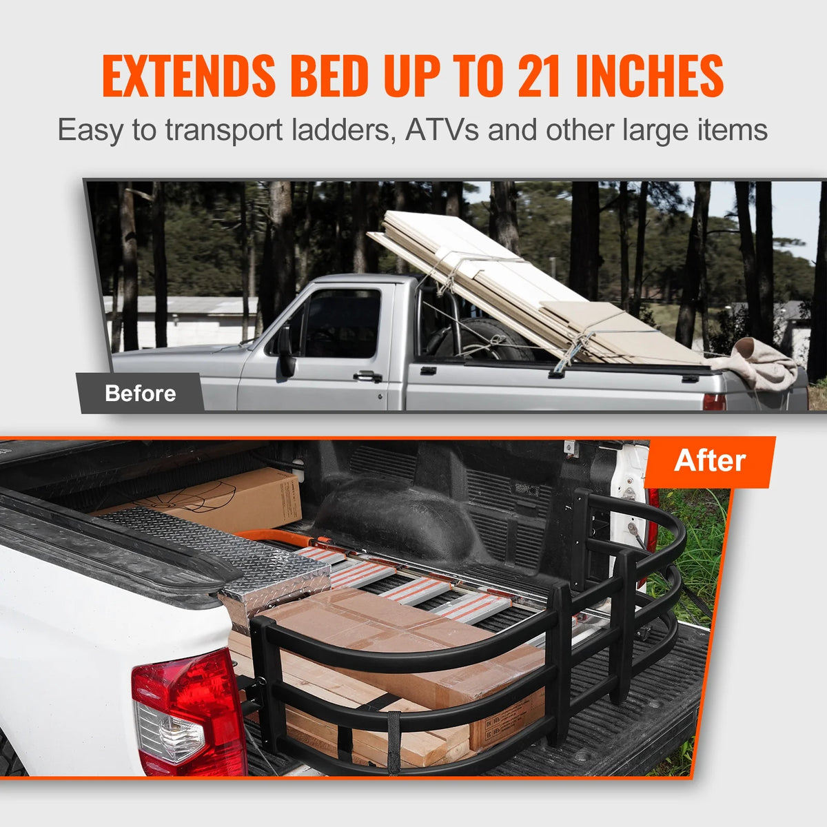 Aluminum Retractable Tailgate Extender, 55.5"-68" B766