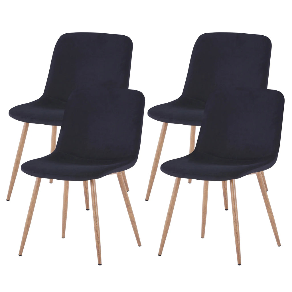 Black Upholstered Dining Chairs Set of 4 with Wood Legs L5784