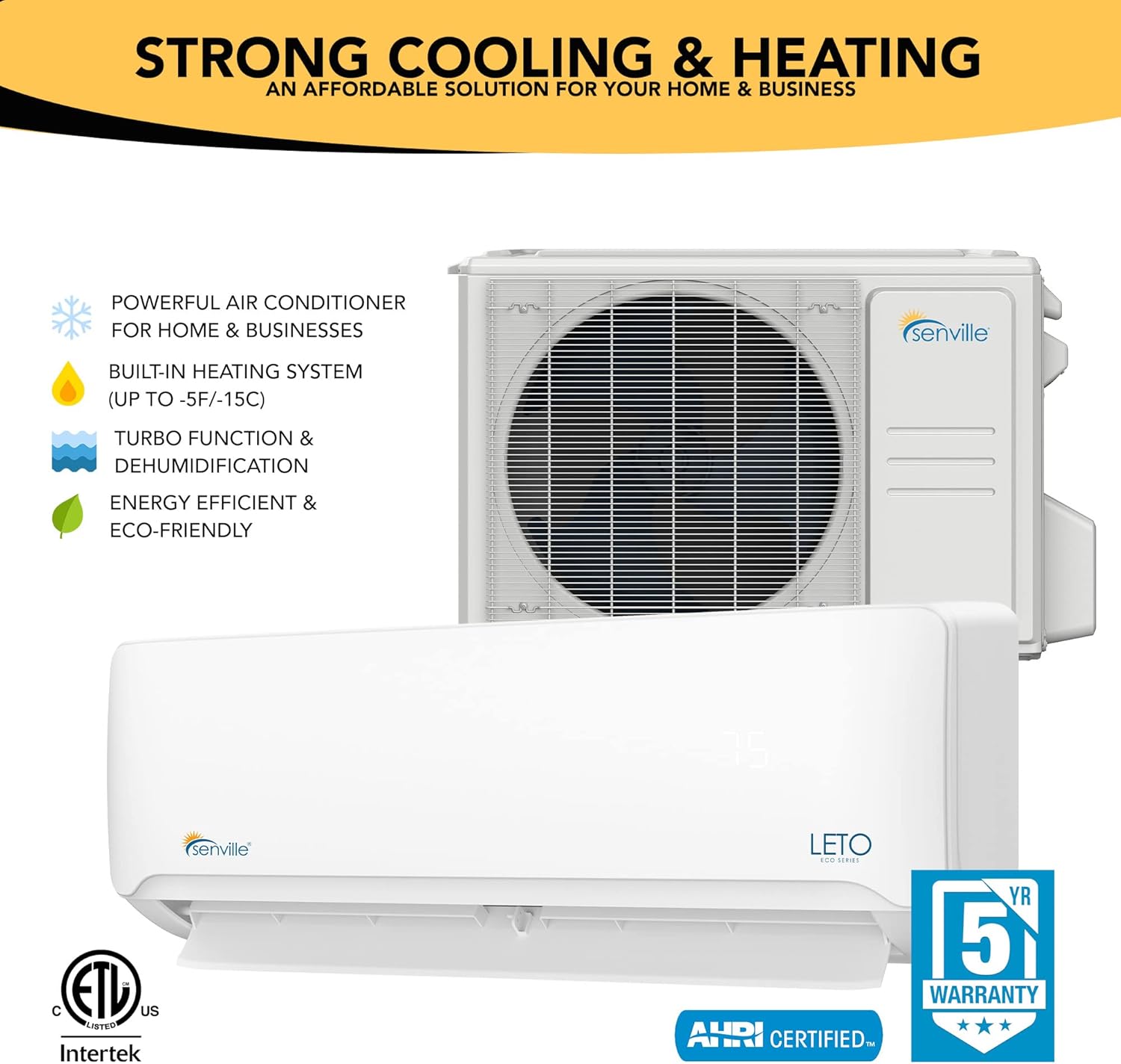 12000 BTU 208/230V Mini Split Air Conditioner Heat Pump, White Z98978