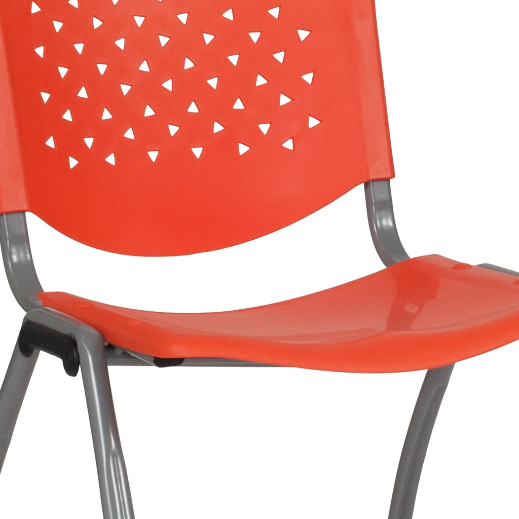Orange Plastic Stack Chair with Perforated Back X6121