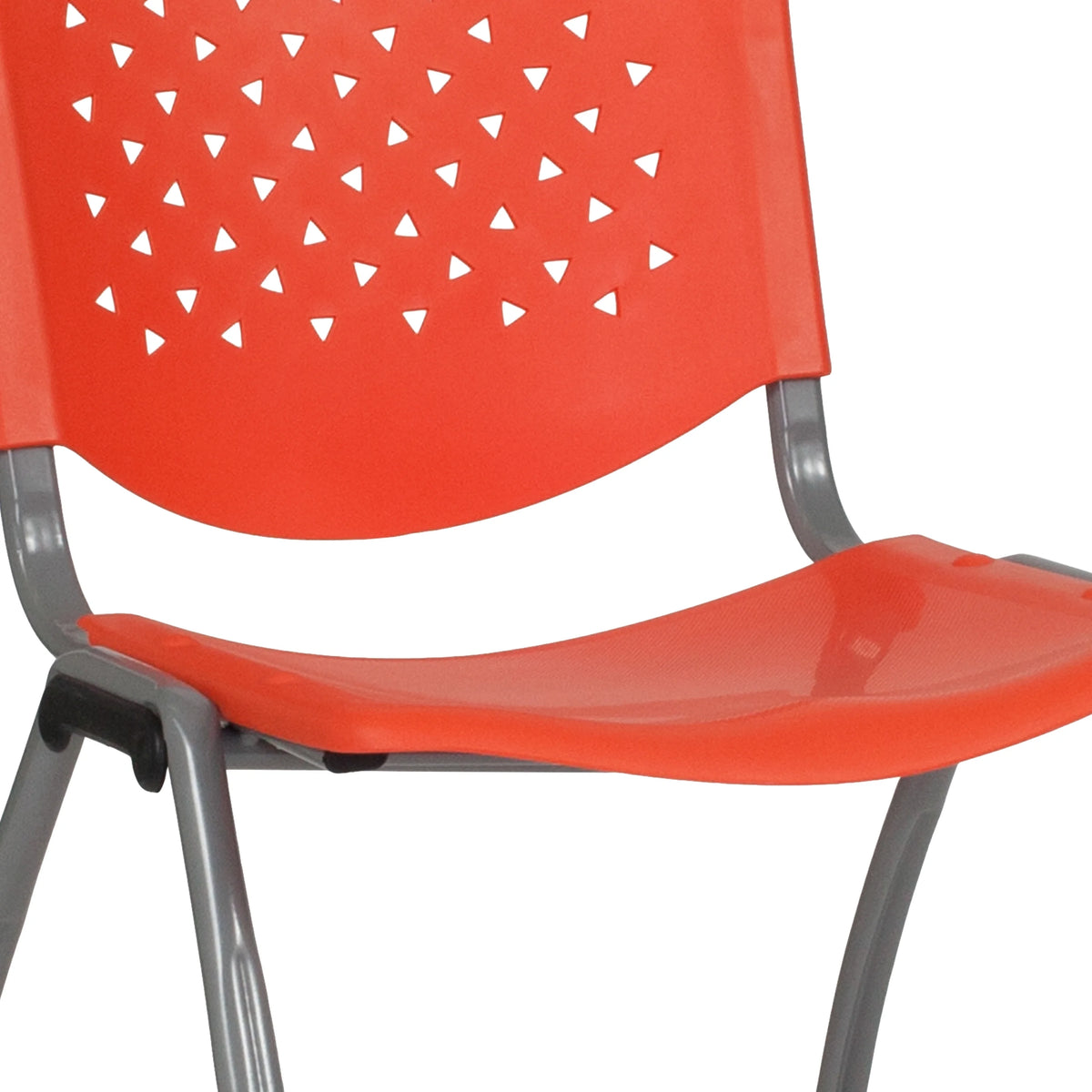 Orange Plastic Stack Chair with Perforated Back X6121