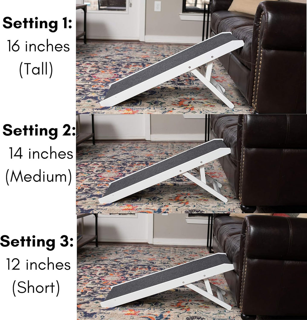 White Wooden Folding Dog Ramp for Small Dogs or Cats, Pack of 2 L8414
