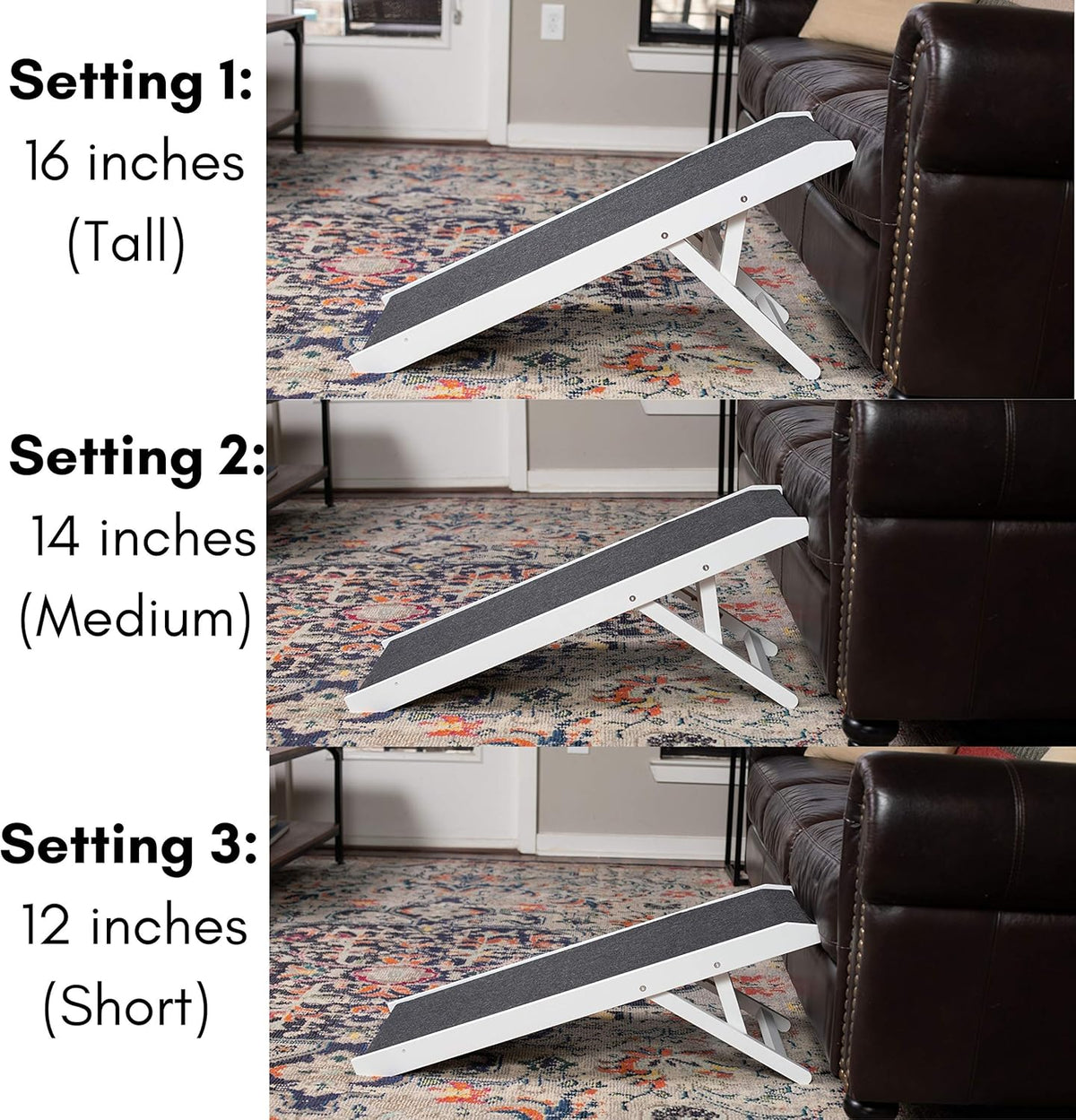 White Wooden Folding Dog Ramp for Small Dogs or Cats, Pack of 2 L8414