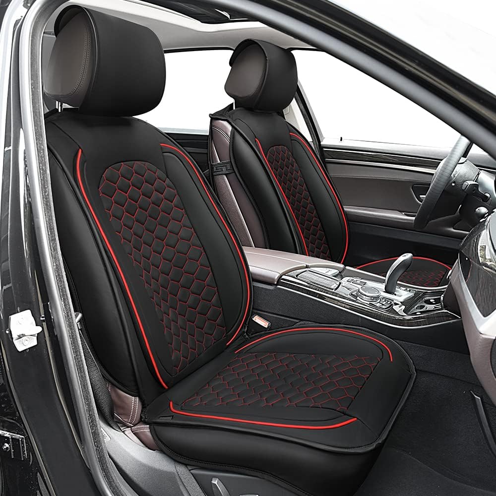 Black Leather Full Set Car Seat Covers with Steering Wheel Cover W740